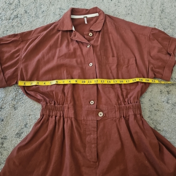 Free People Womens Orange Brown No Plans Short Sleeve Short Minimalist Romper M - Picture 16 of 16